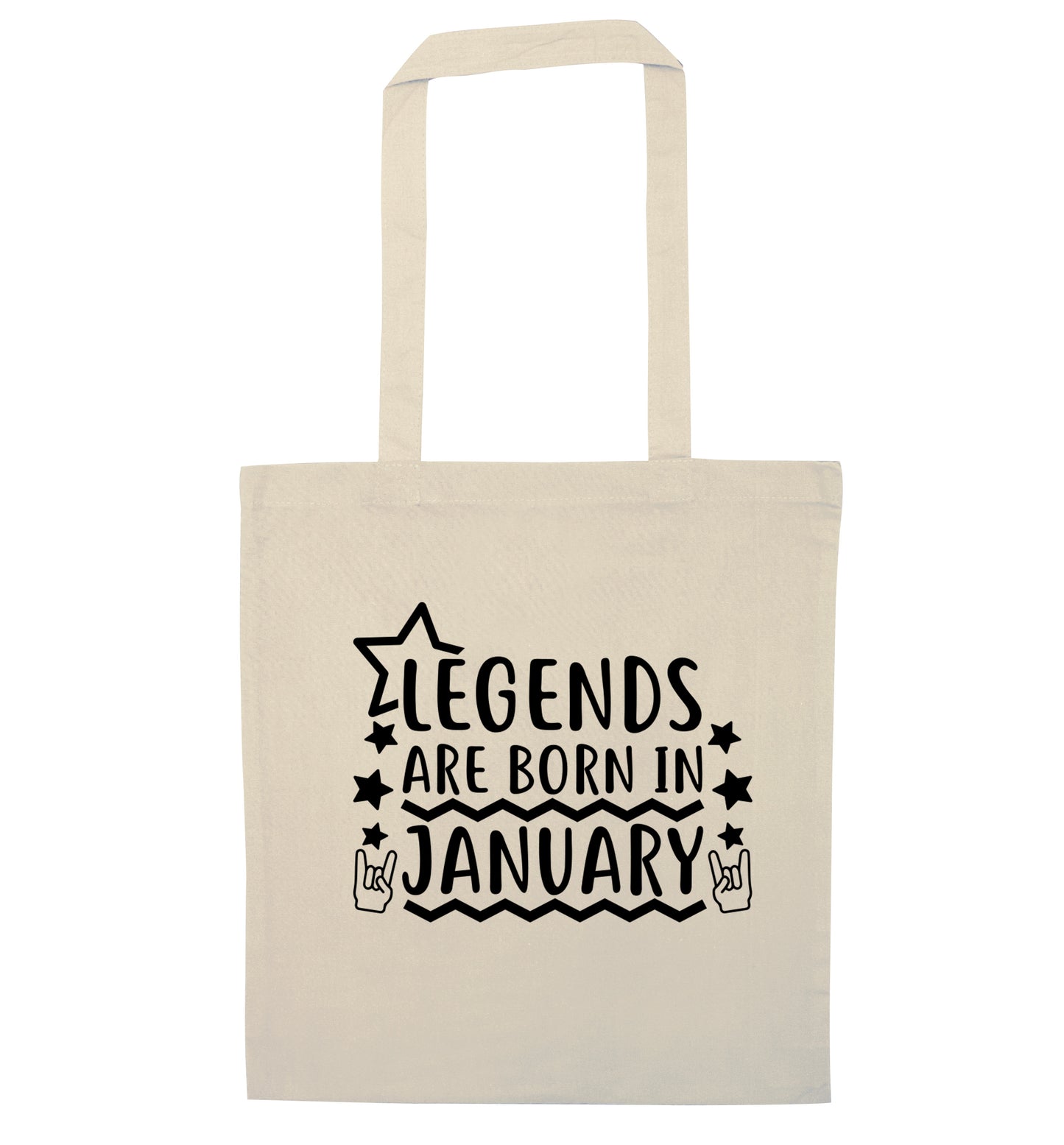 Legends are born in January natural tote bag