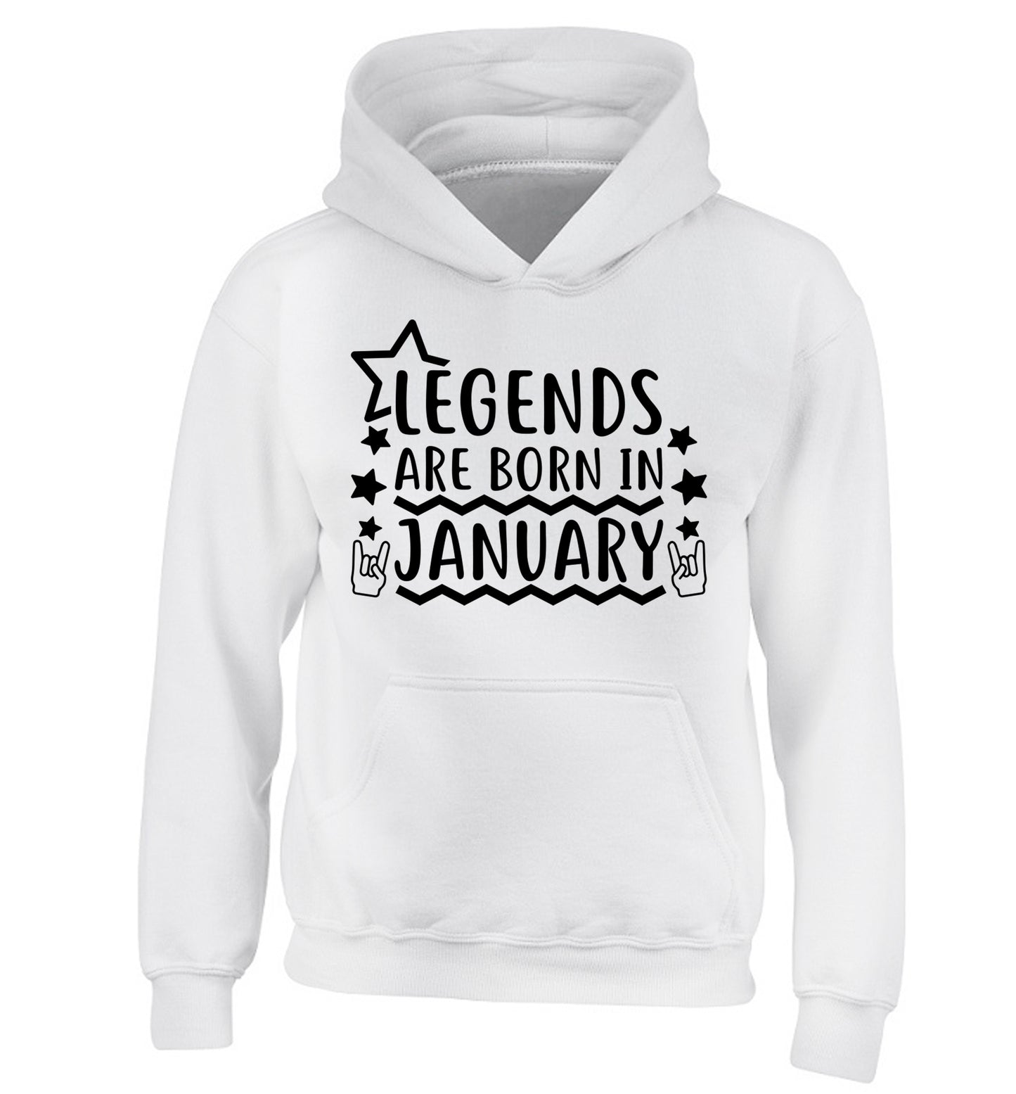 Legends are born in January children's white hoodie 12-13 Years