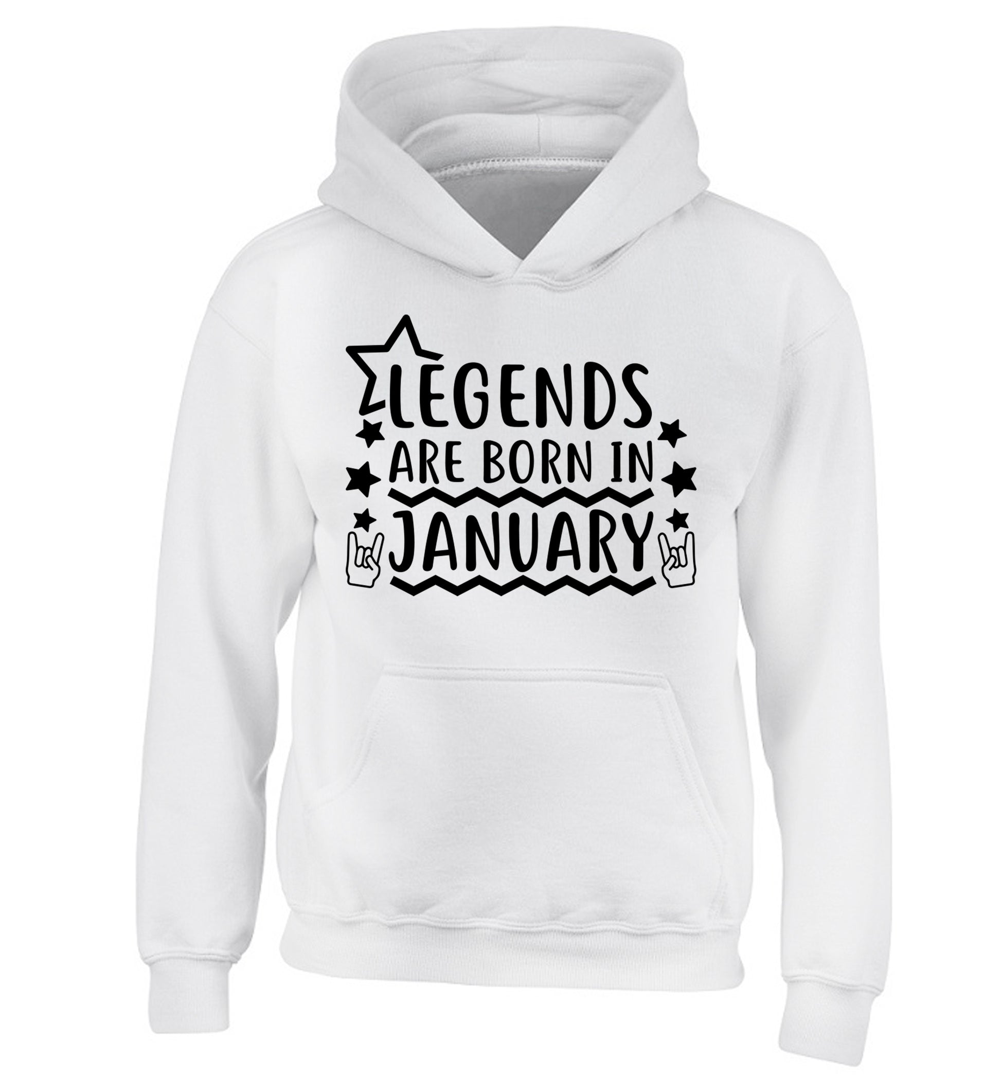 Legends are born in January children's white hoodie 12-13 Years