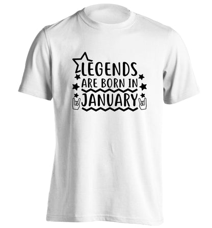 Legends are born in January adults unisex white Tshirt 2XL