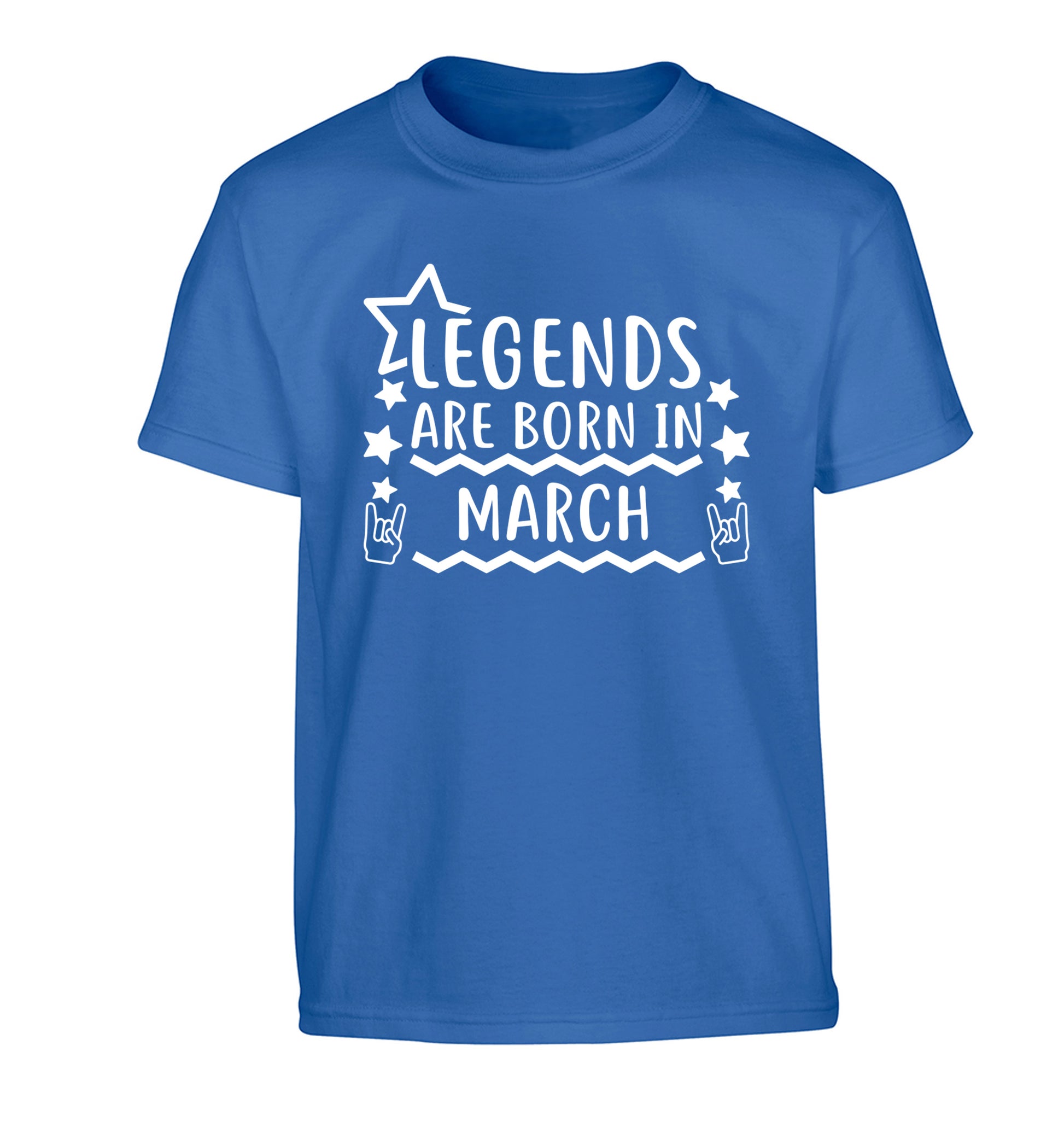 Legends are born in March Children's blue Tshirt 12-13 Years