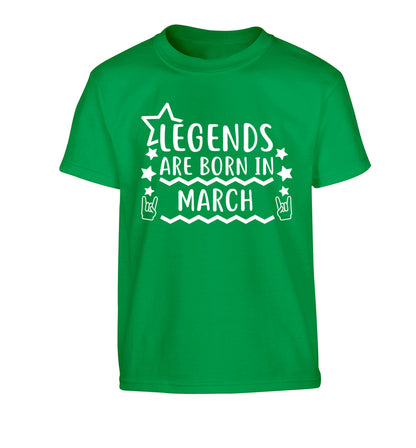Legends are born in March Children's green Tshirt 12-13 Years