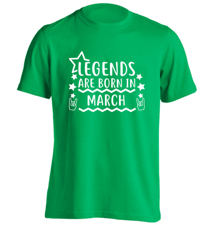 Legends are born in March adults unisex green Tshirt 2XL