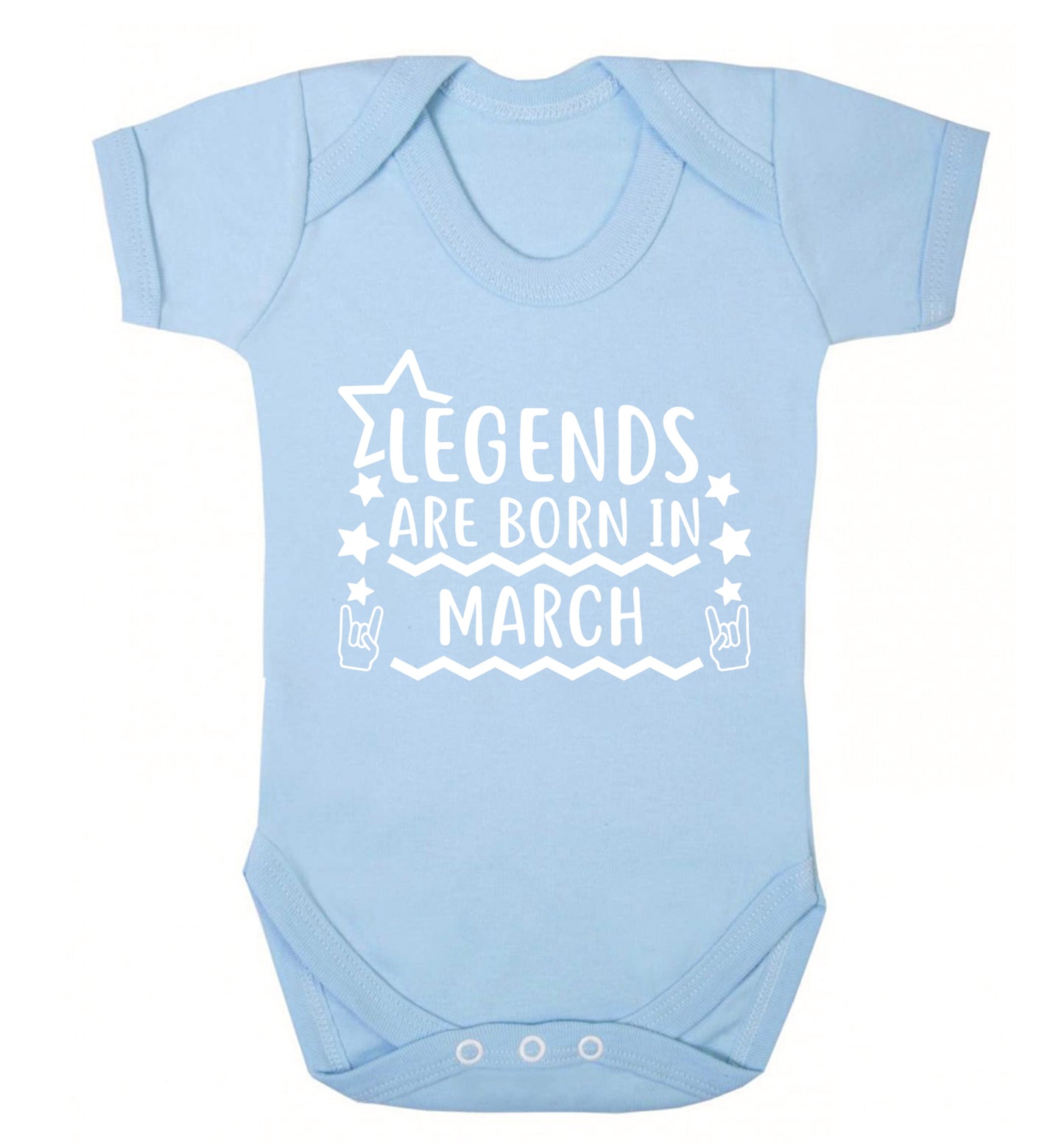 Legends are born in March Baby Vest pale blue 18-24 months