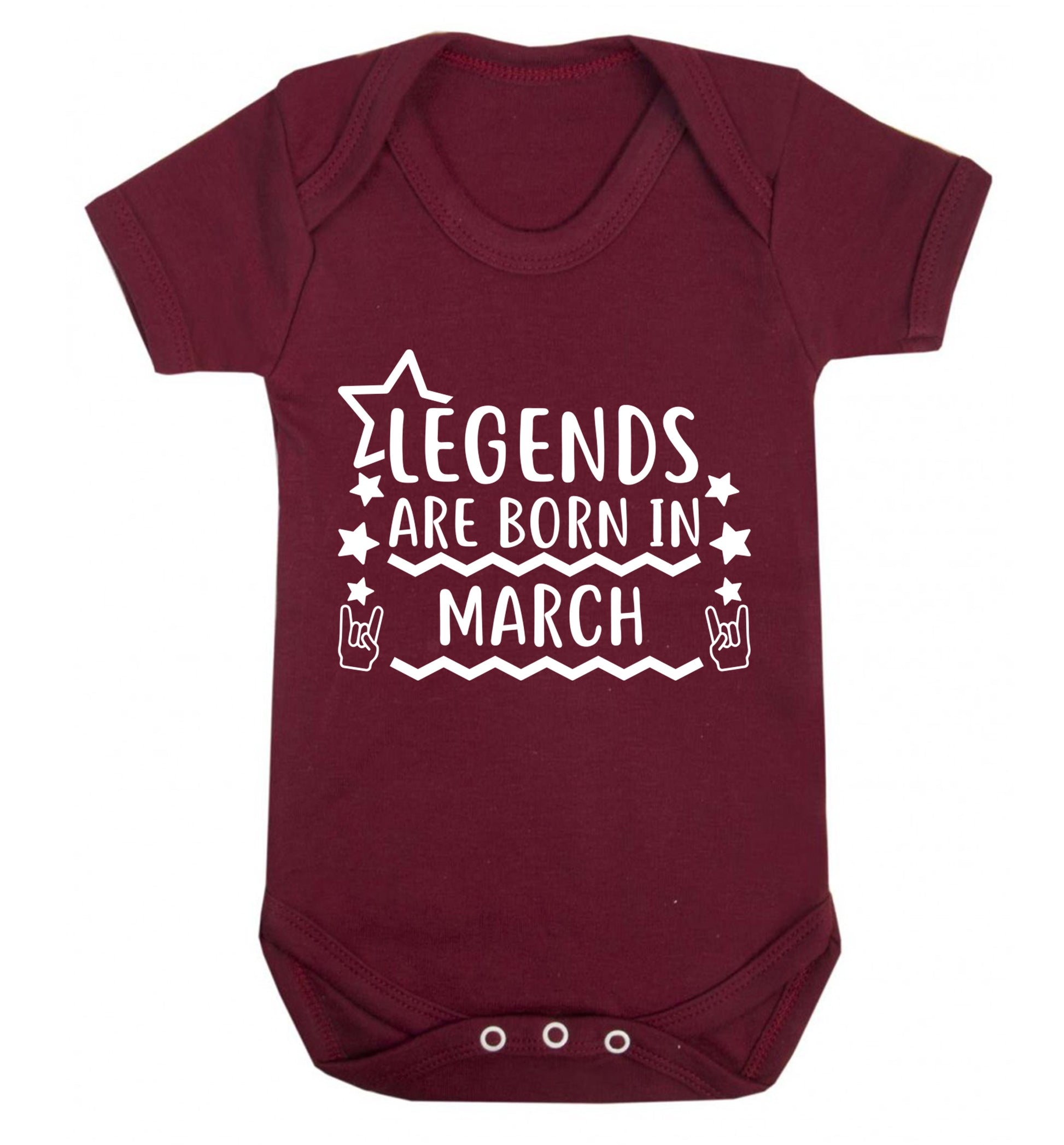 Legends are born in March Baby Vest maroon 18-24 months
