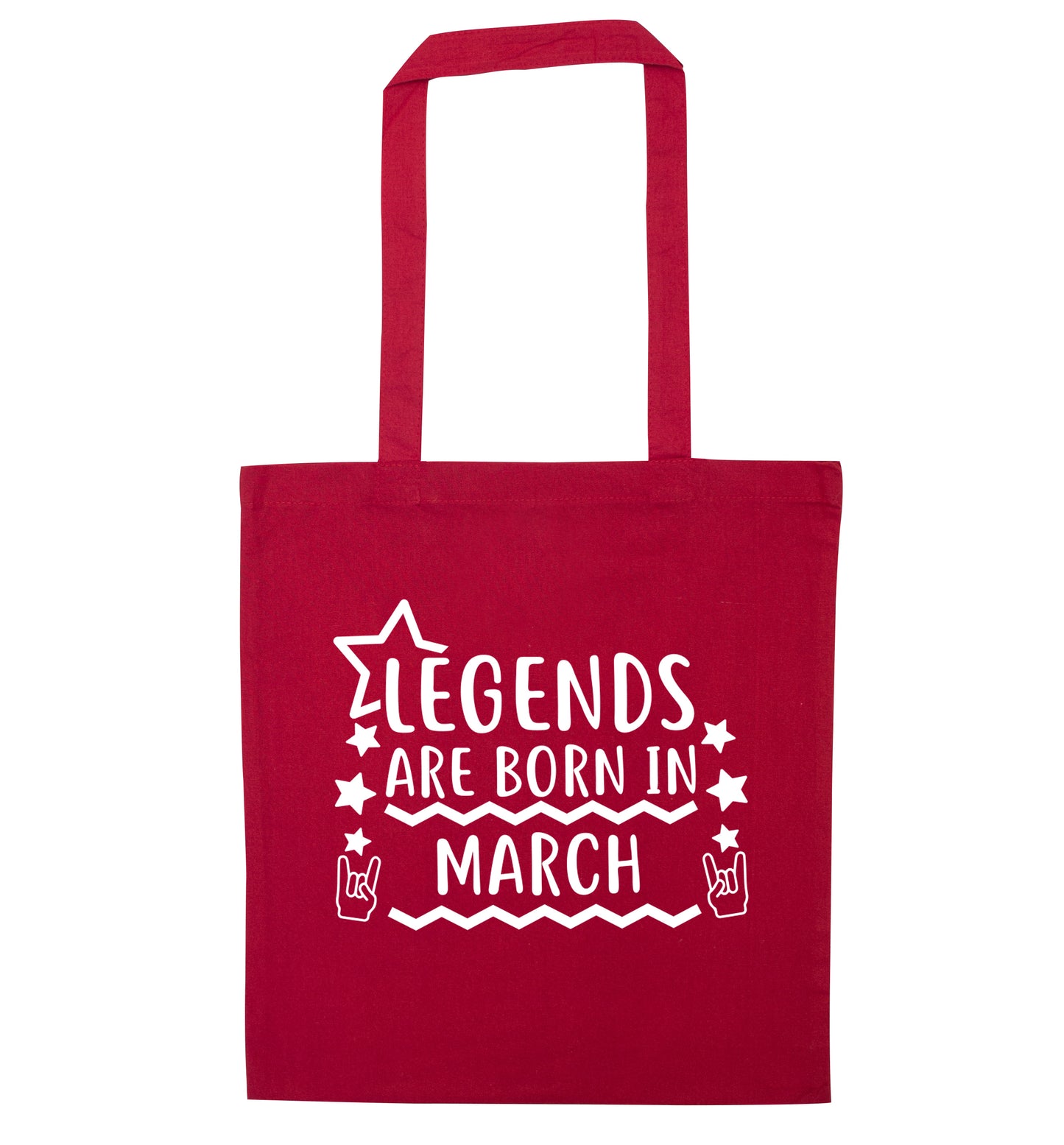 Legends are born in March red tote bag