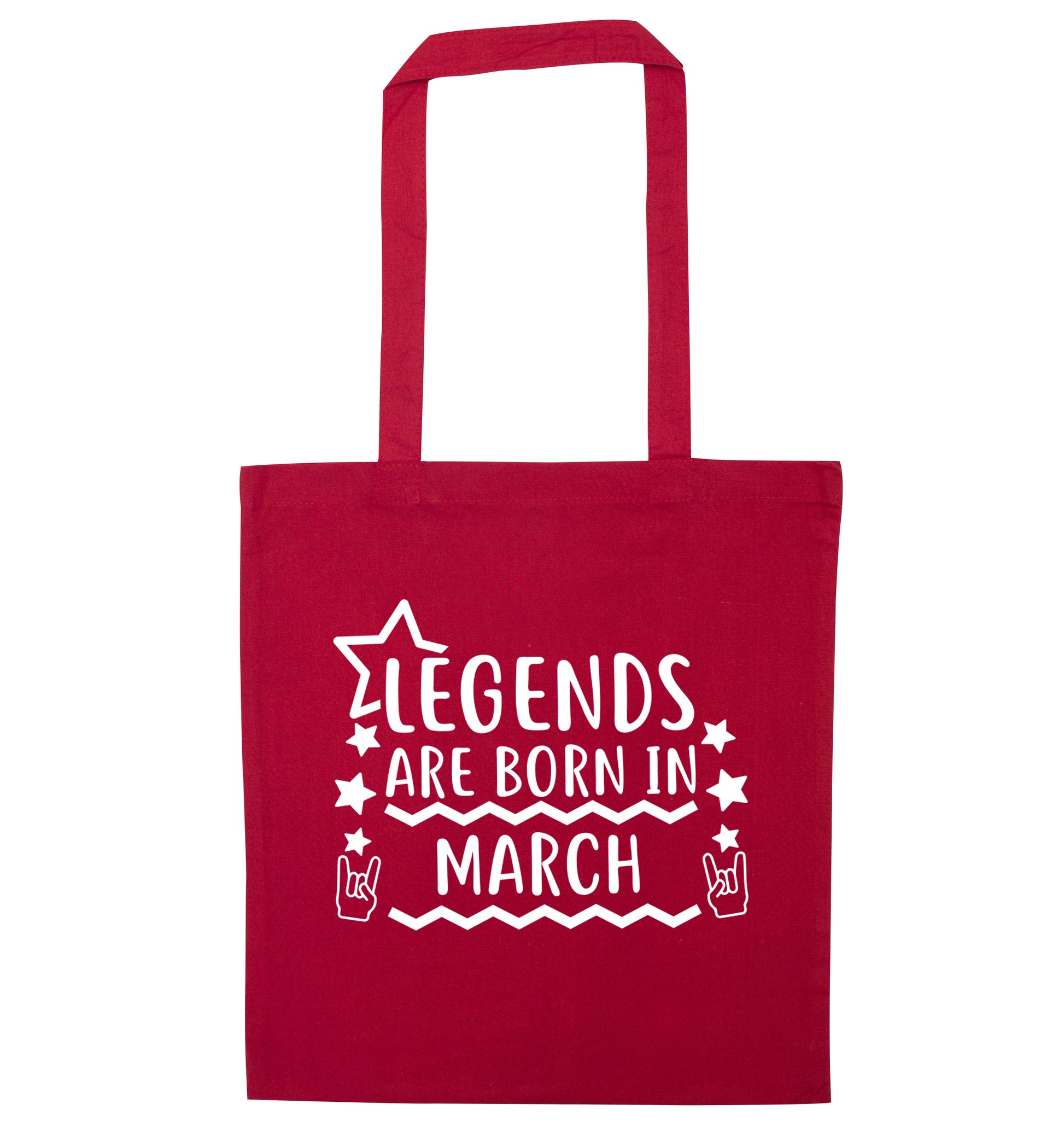 Legends are born in March red tote bag