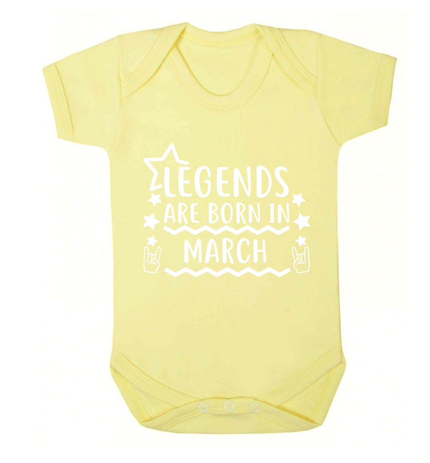 Legends are born in March Baby Vest pale yellow 18-24 months
