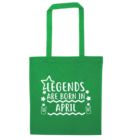 Legends are born in April green tote bag