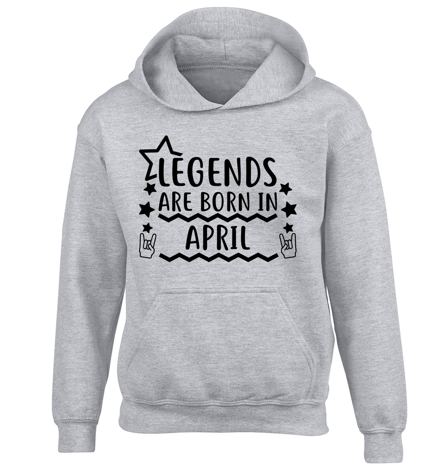 Legends are born in April children's grey hoodie 12-13 Years