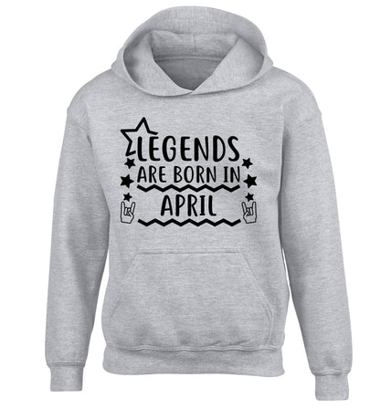 Legends are born in April children's grey hoodie 12-13 Years
