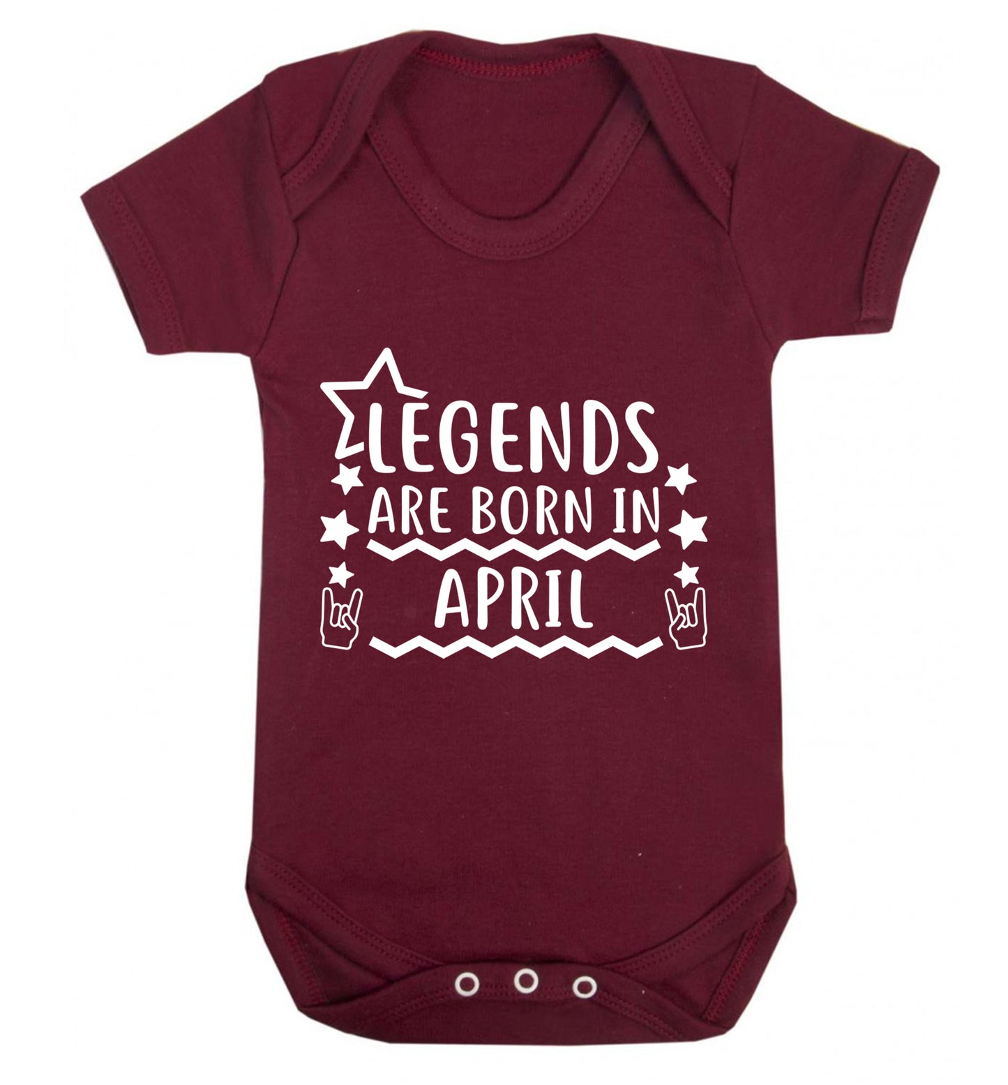 Legends are born in April Baby Vest maroon 18-24 months