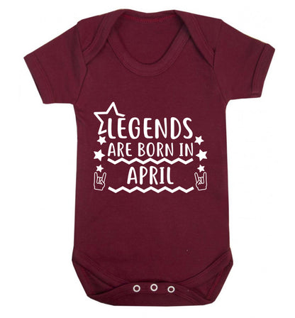 Legends are born in April Baby Vest maroon 18-24 months
