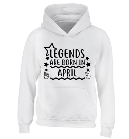 Legends are born in April children's white hoodie 12-13 Years