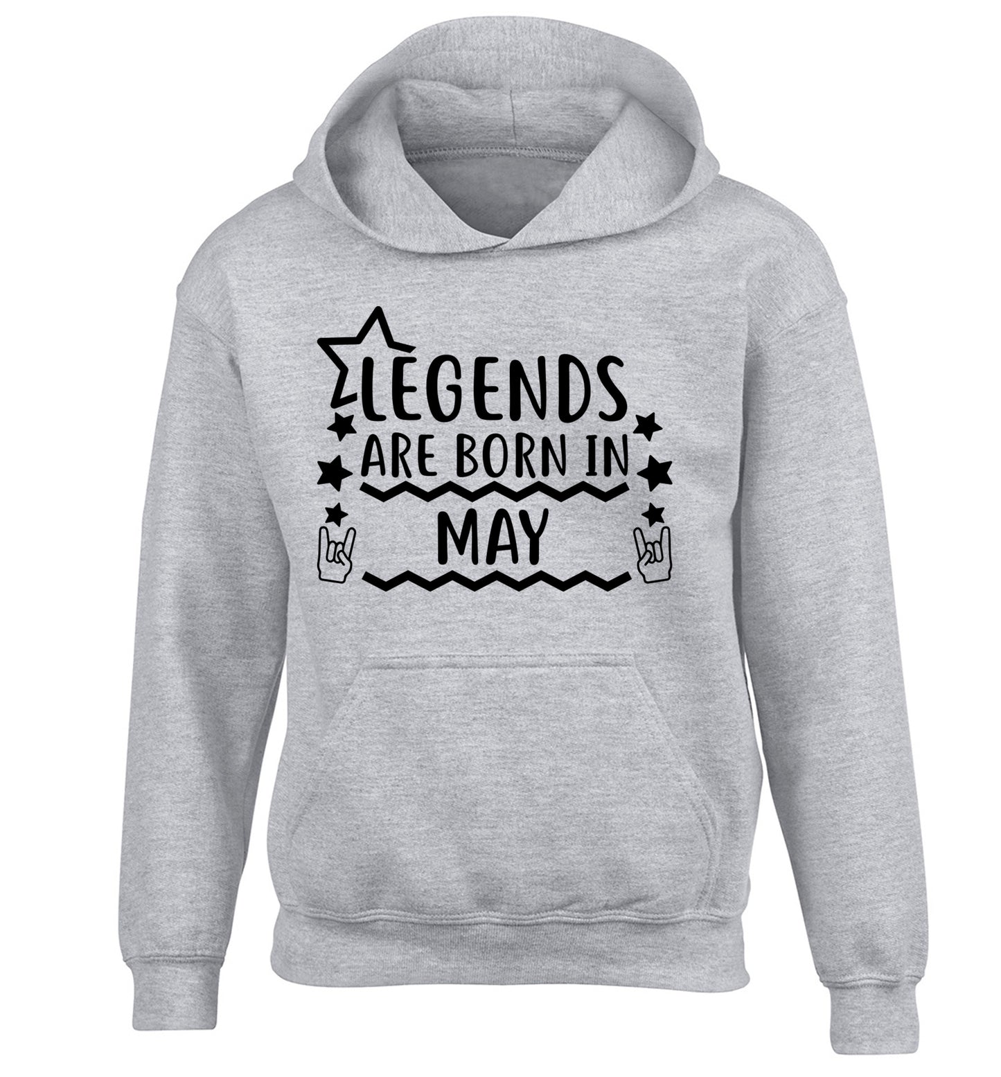 Legends are born in May children's grey hoodie 12-13 Years