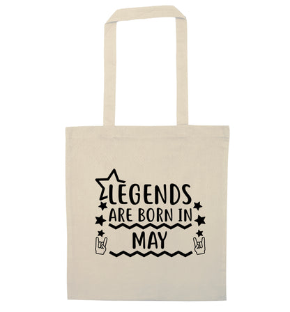 Legends are born in May natural tote bag