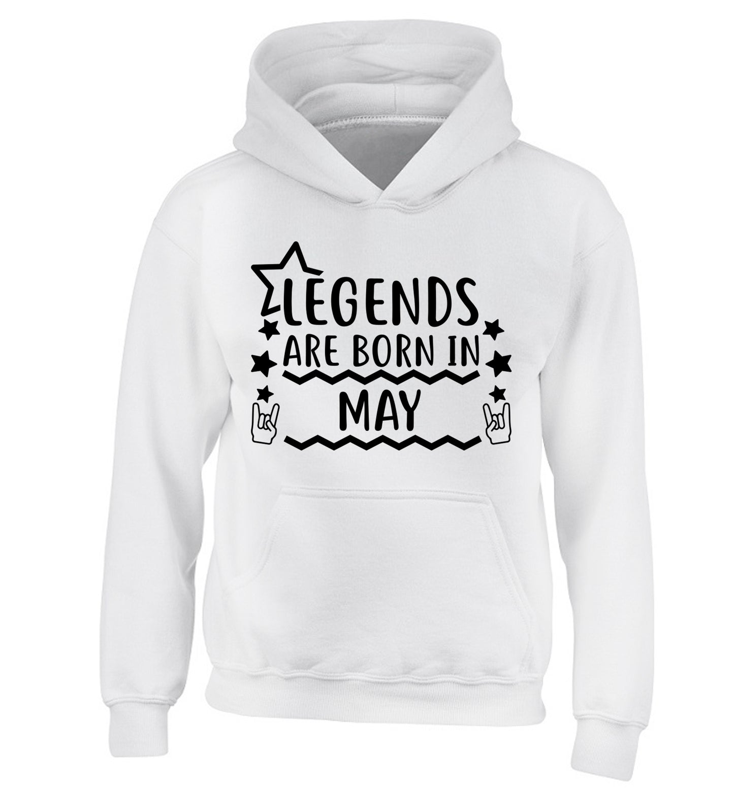 Legends are born in May children's white hoodie 12-13 Years
