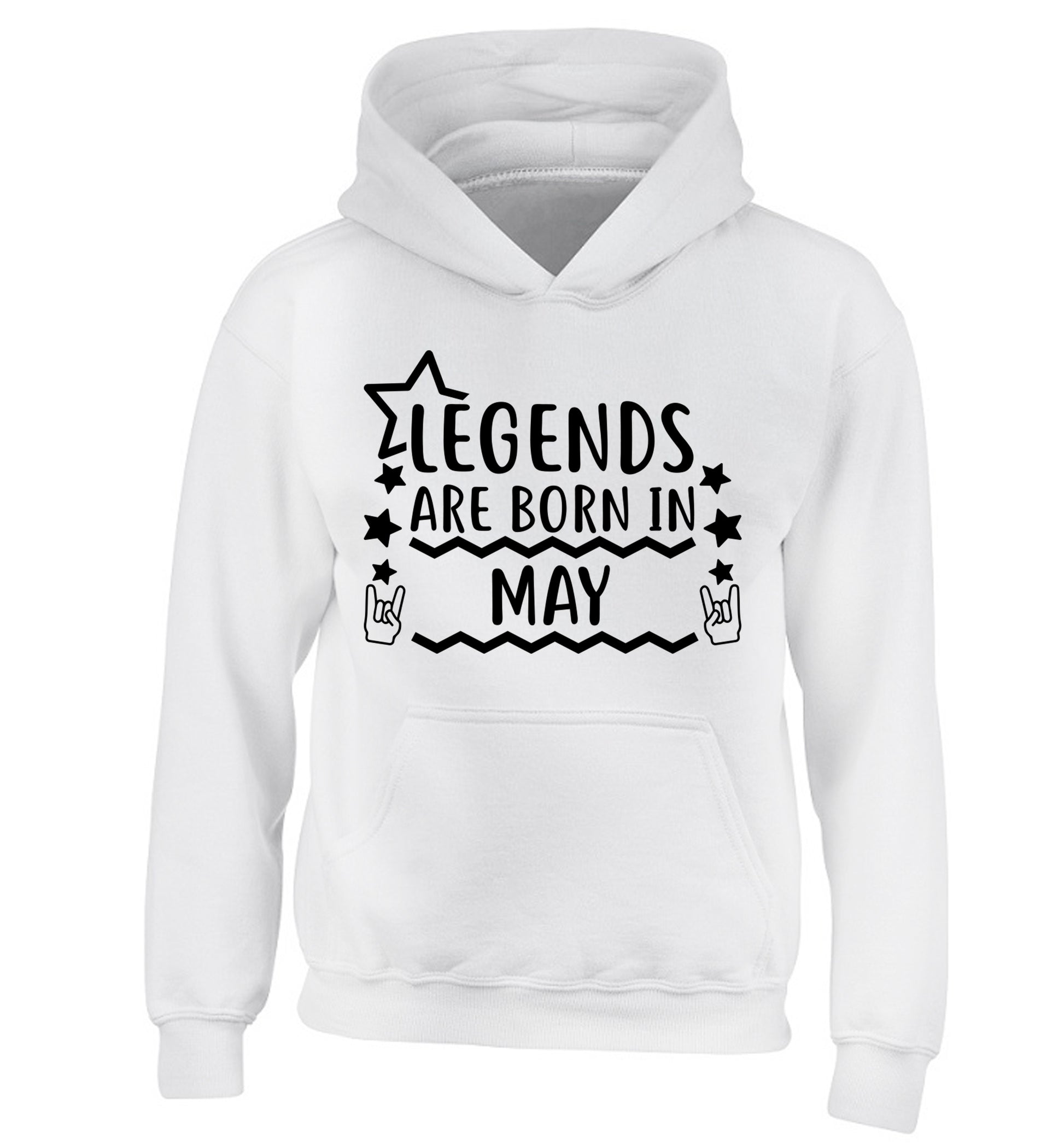Legends are born in May children's white hoodie 12-13 Years