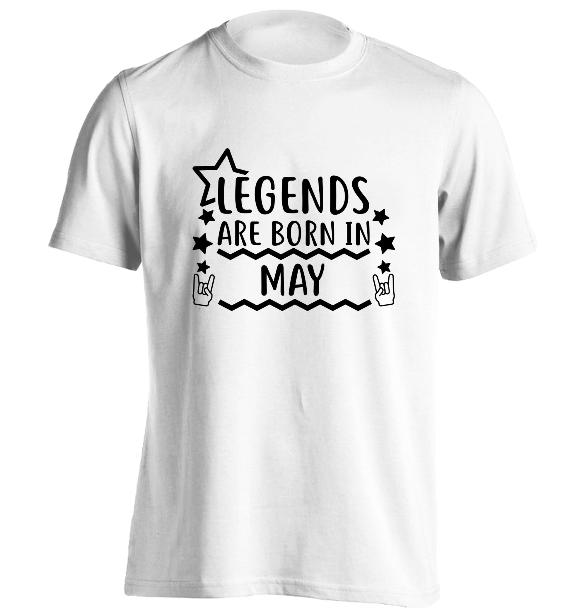 Legends are born in May adults unisex white Tshirt 2XL