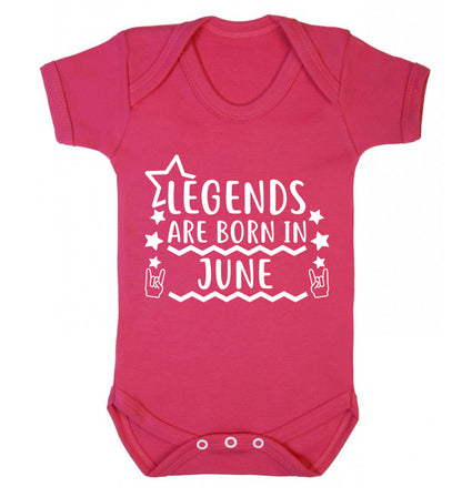 Legends are born in June Baby Vest dark pink 18-24 months
