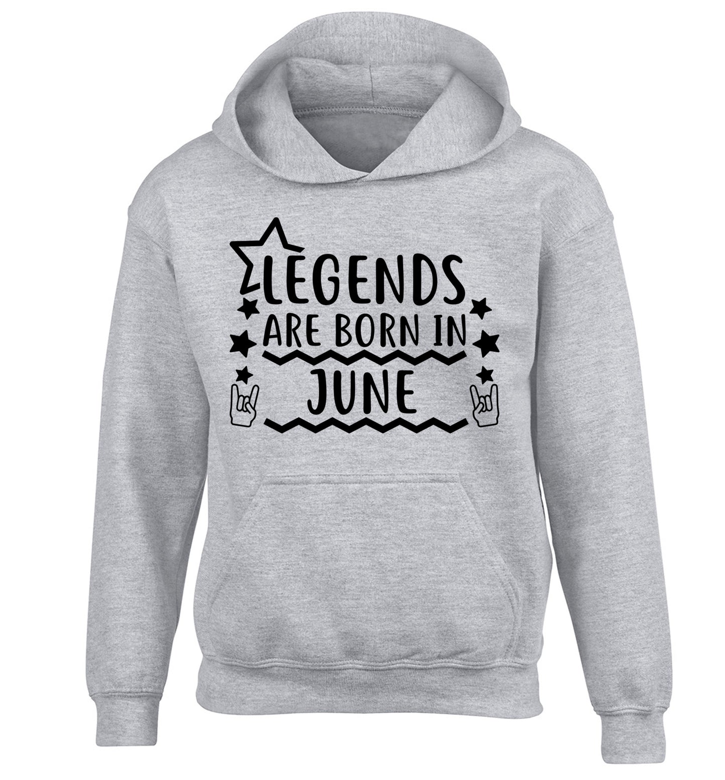 Legends are born in June children's grey hoodie 12-13 Years