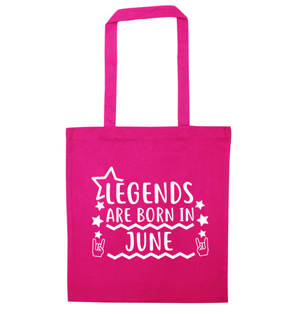Legends are born in June pink tote bag