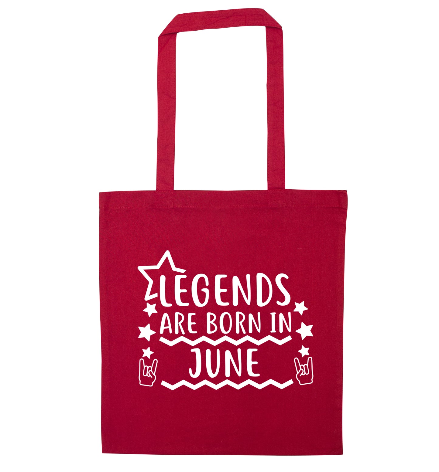 Legends are born in June red tote bag