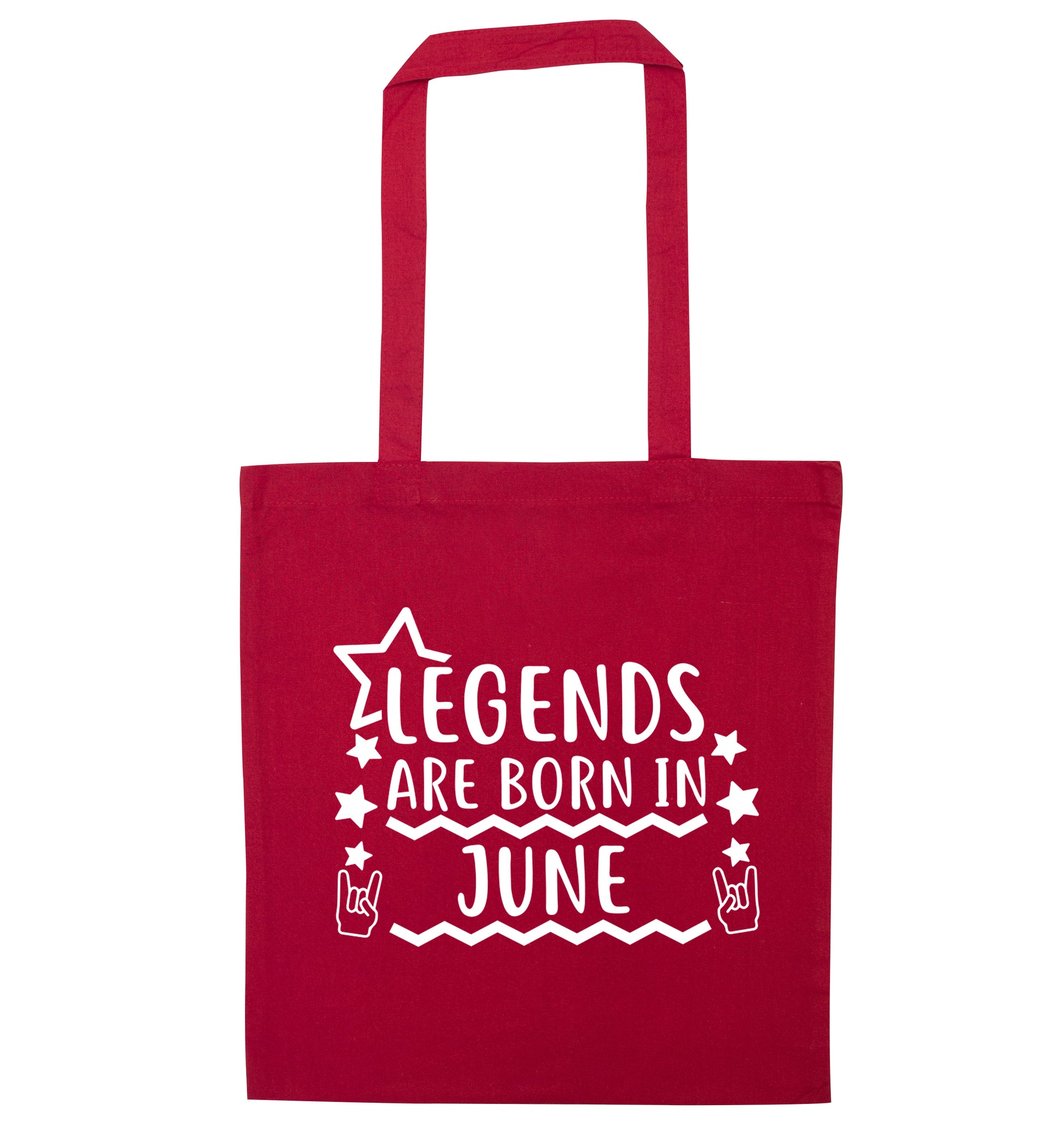 Legends are born in June red tote bag