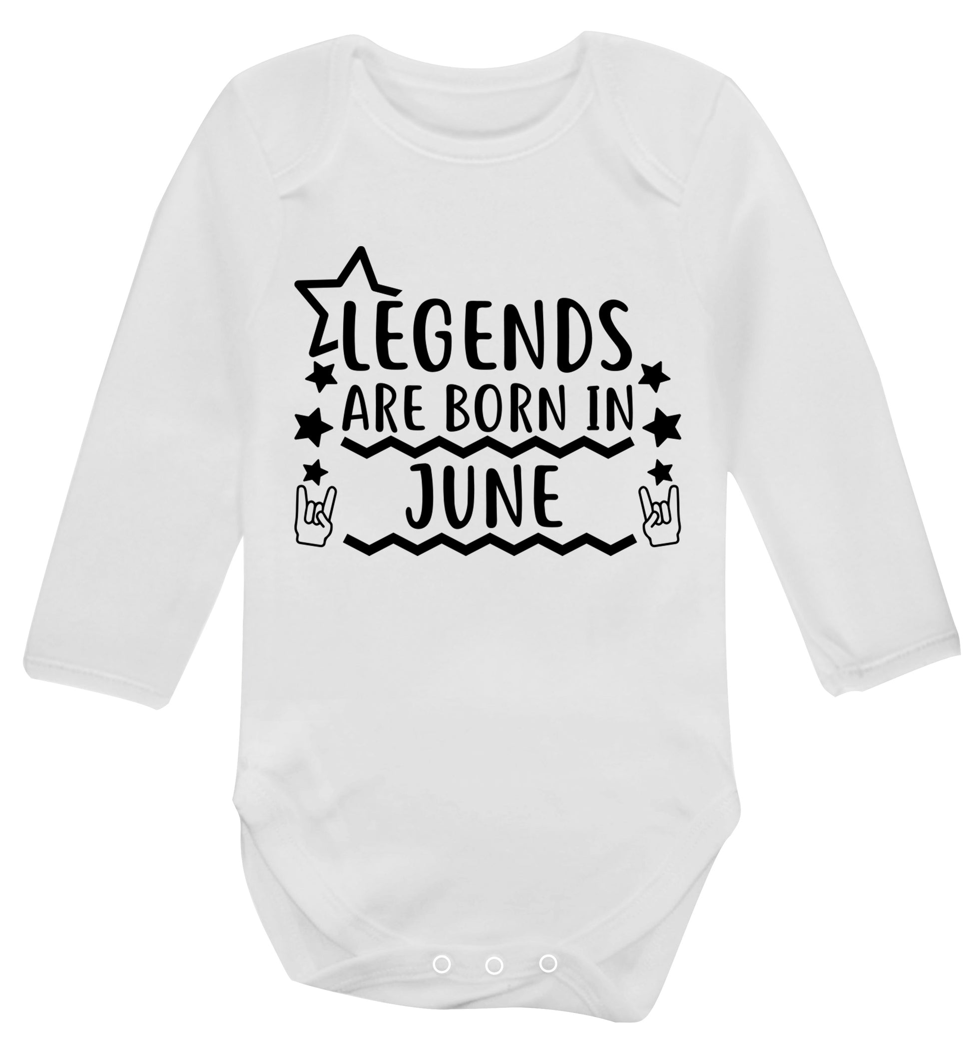 Legends are born in June Baby Vest long sleeved white 6-12 months