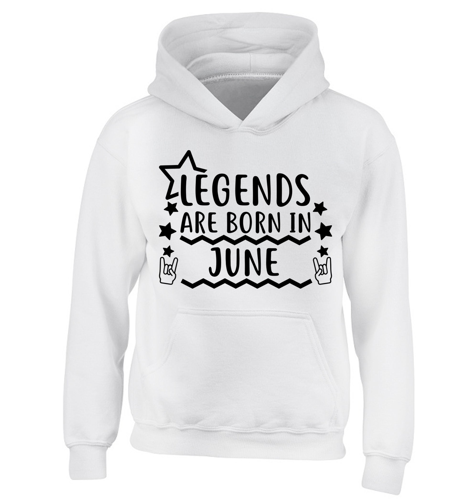 Legends are born in June children's white hoodie 12-13 Years