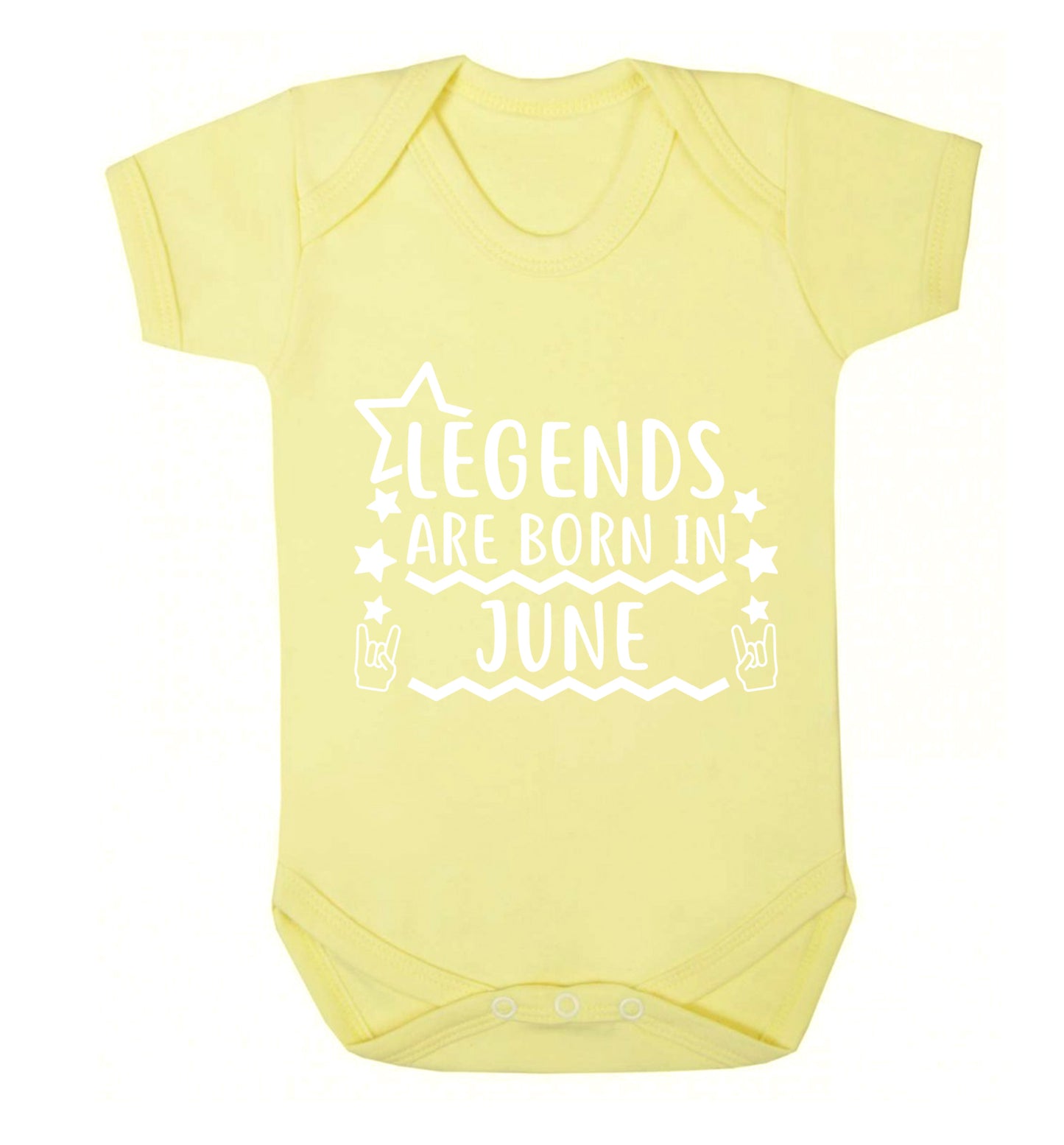 Legends are born in June Baby Vest pale yellow 18-24 months