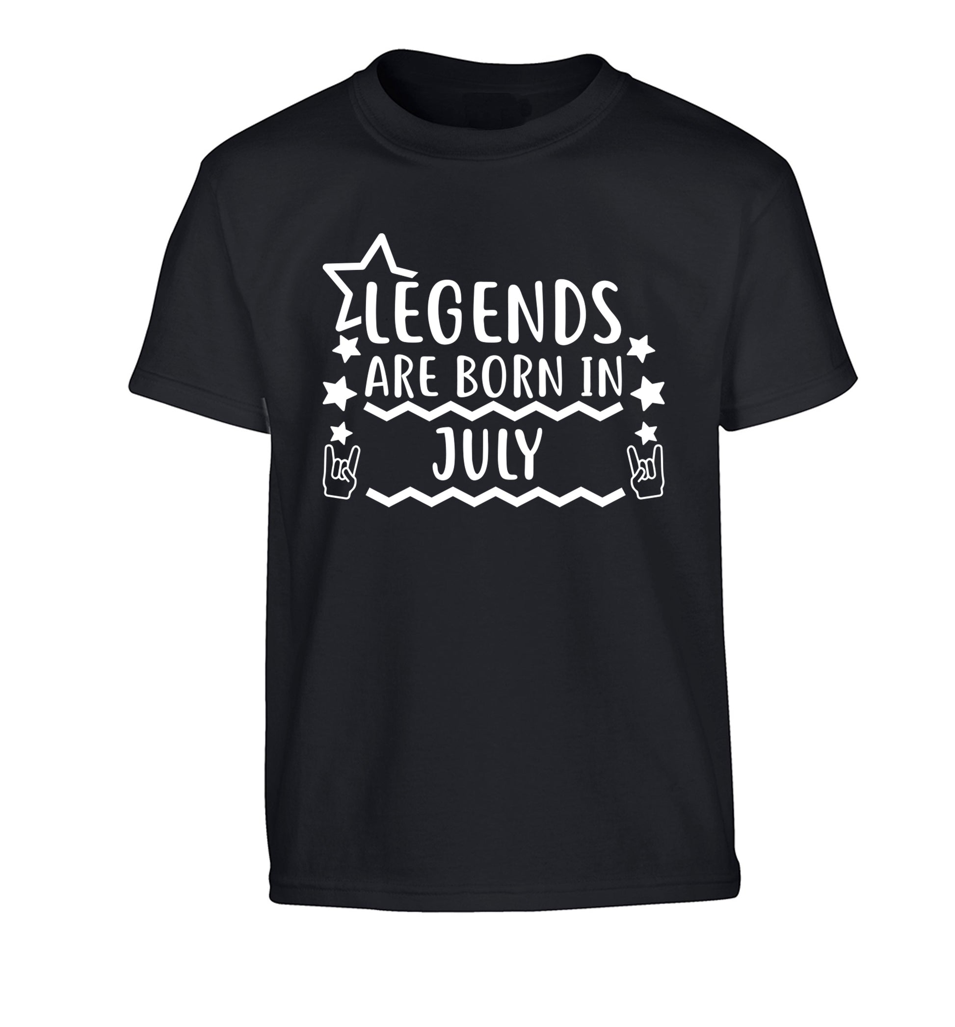Legends are born in July Children's black Tshirt 12-13 Years