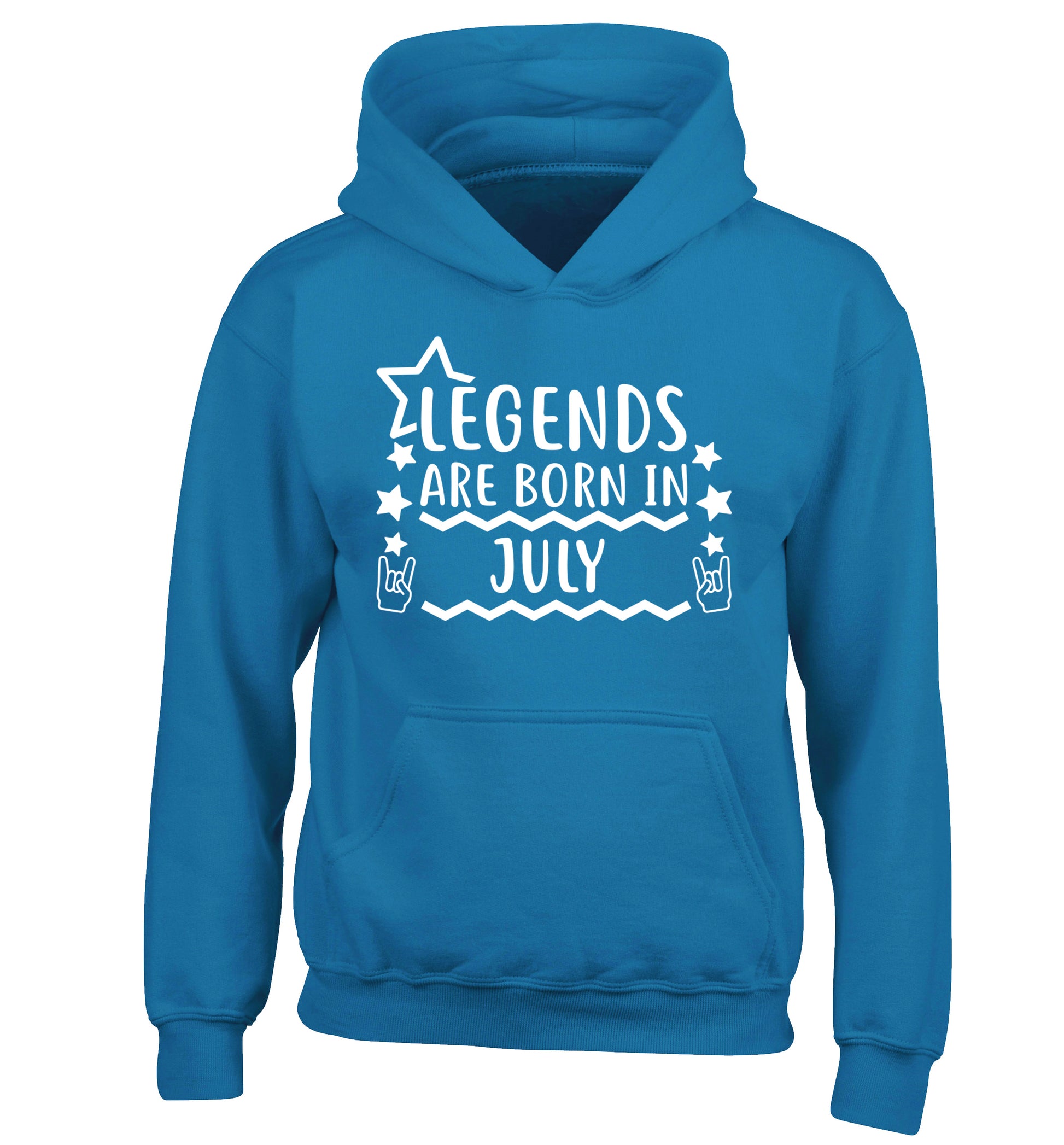 Legends are born in July children's blue hoodie 12-13 Years