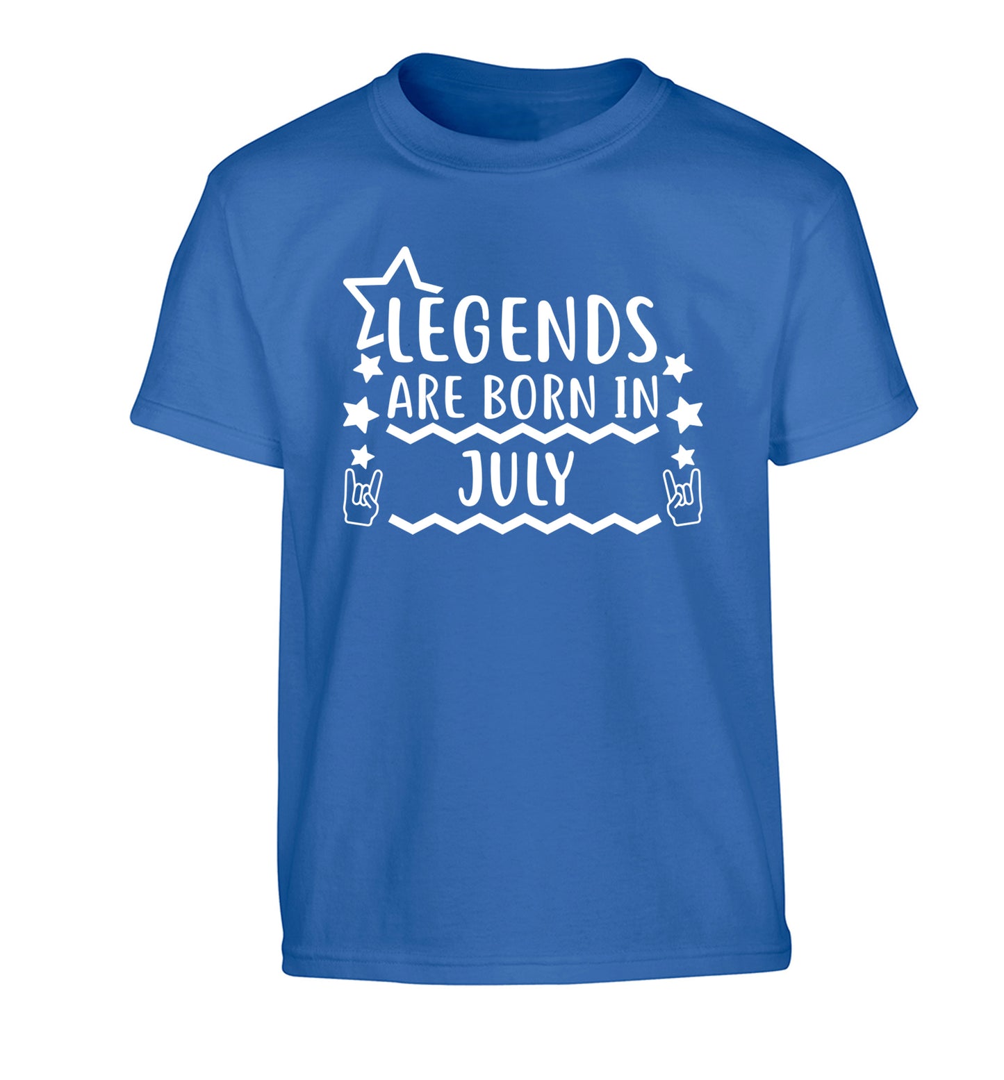 Legends are born in July Children's blue Tshirt 12-13 Years