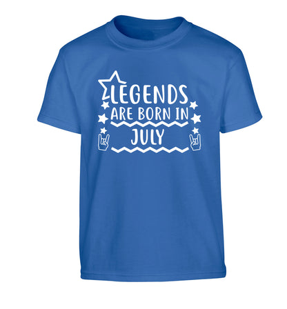 Legends are born in July Children's blue Tshirt 12-13 Years