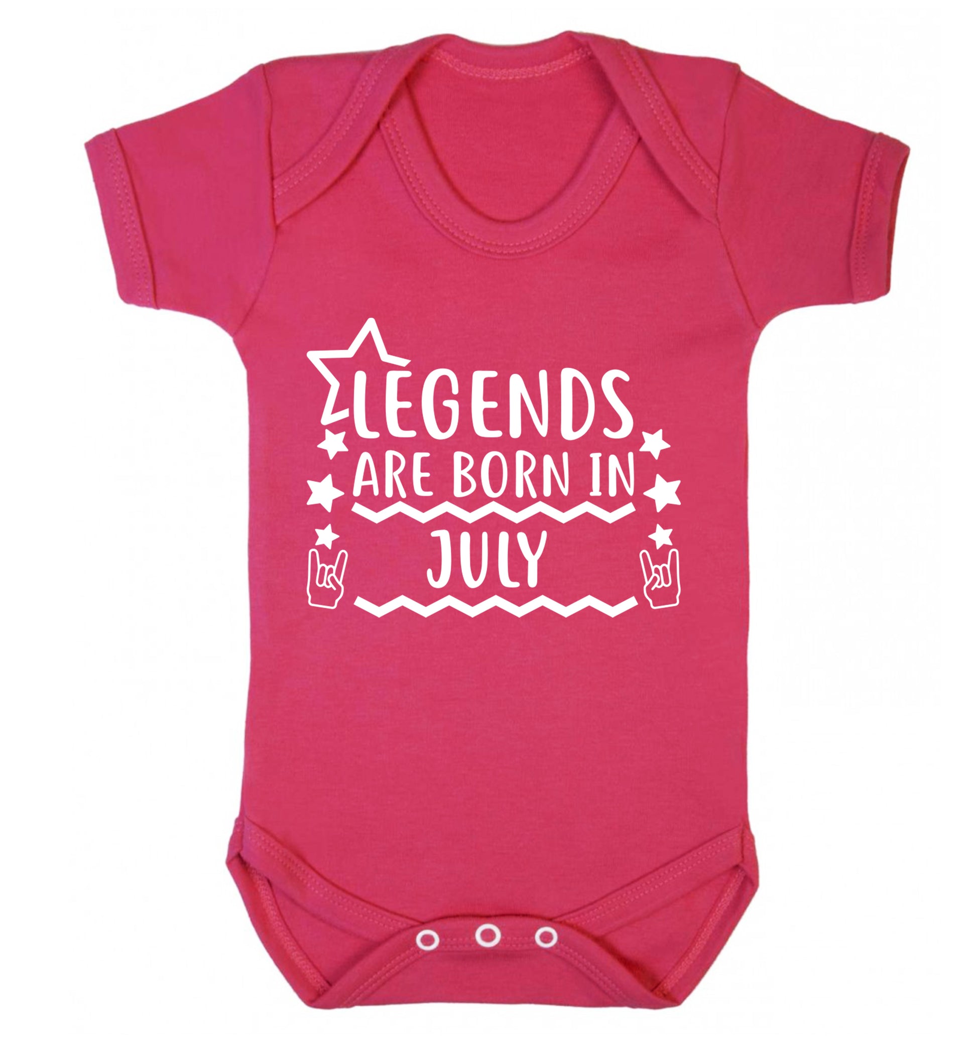Legends are born in July Baby Vest dark pink 18-24 months