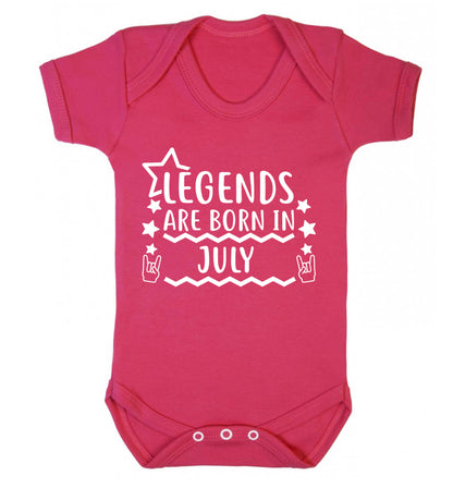 Legends are born in July Baby Vest dark pink 18-24 months