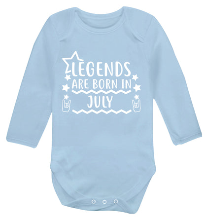 Legends are born in July Baby Vest long sleeved pale blue 6-12 months