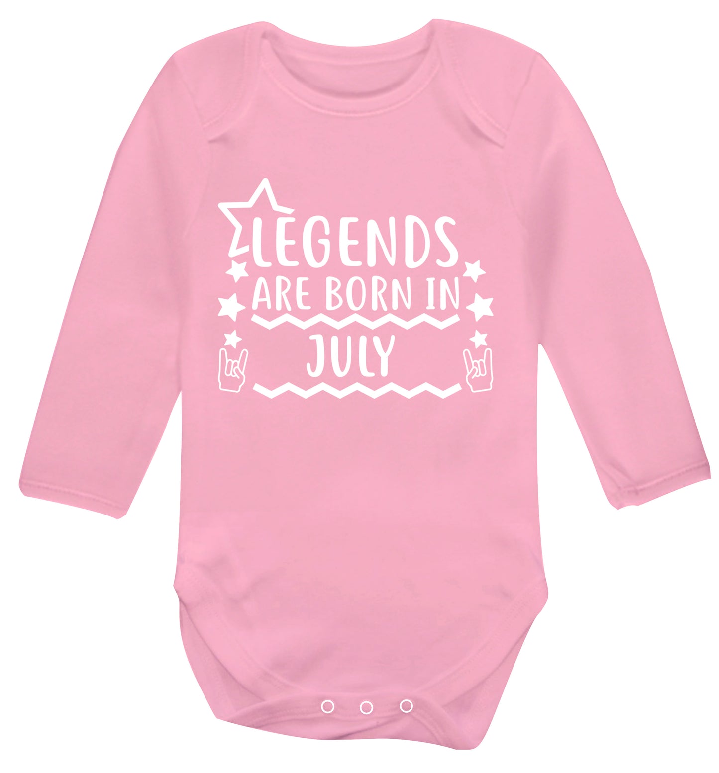 Legends are born in July Baby Vest long sleeved pale pink 6-12 months