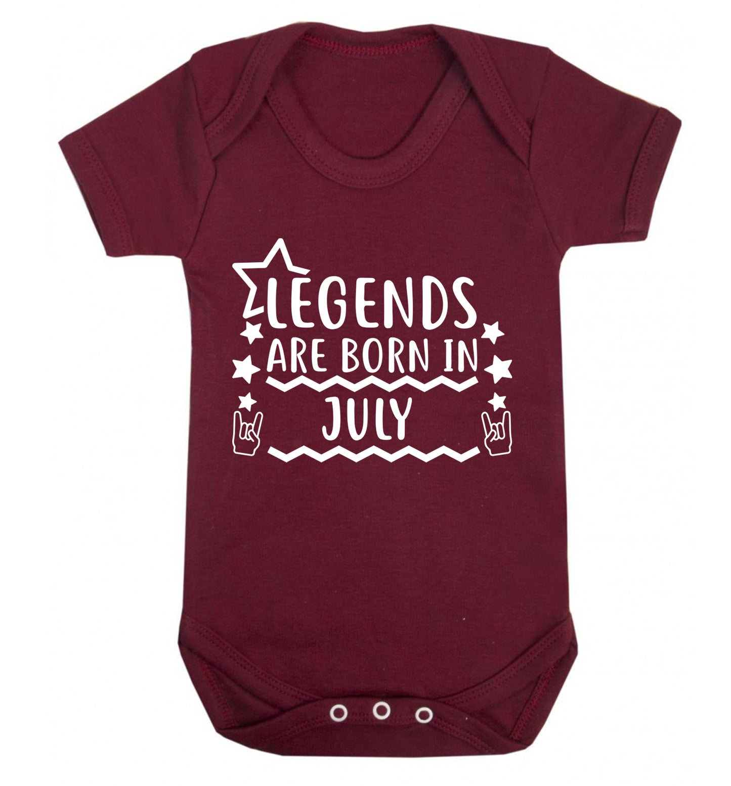 Legends are born in July Baby Vest maroon 18-24 months