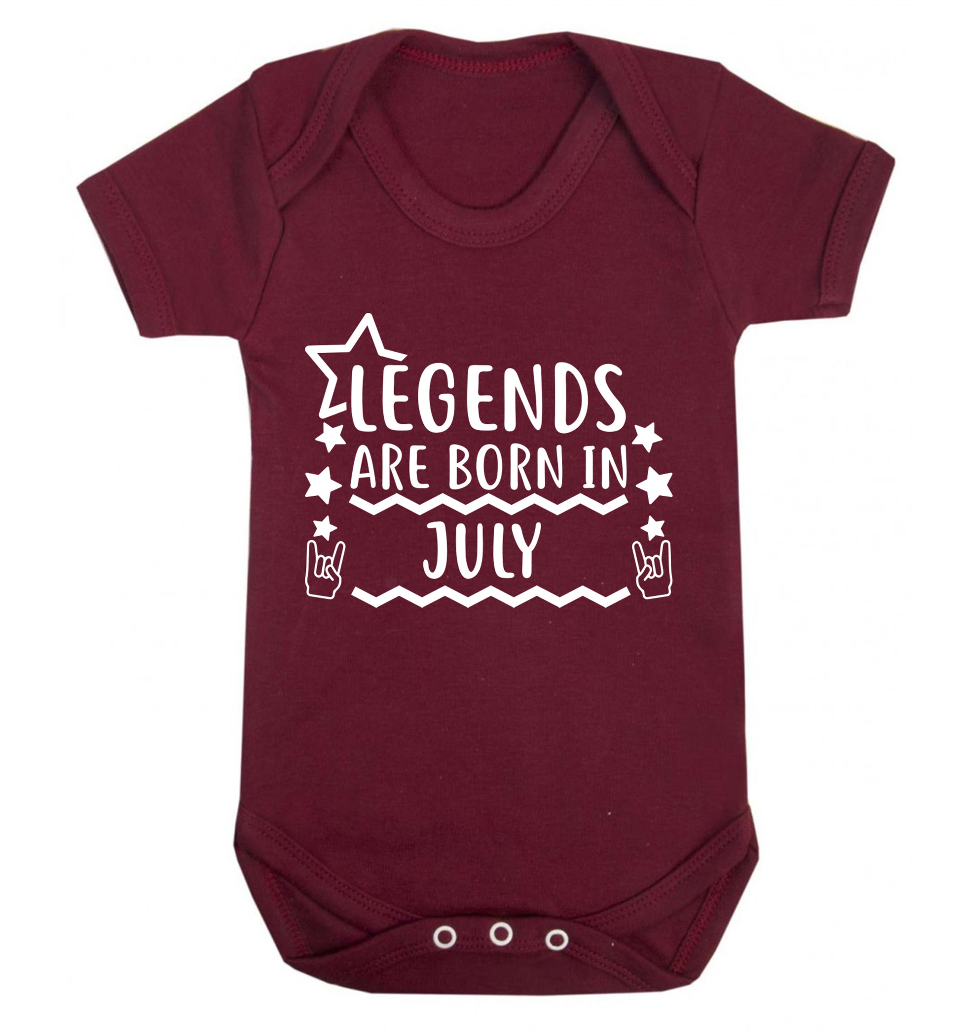 Legends are born in July Baby Vest maroon 18-24 months