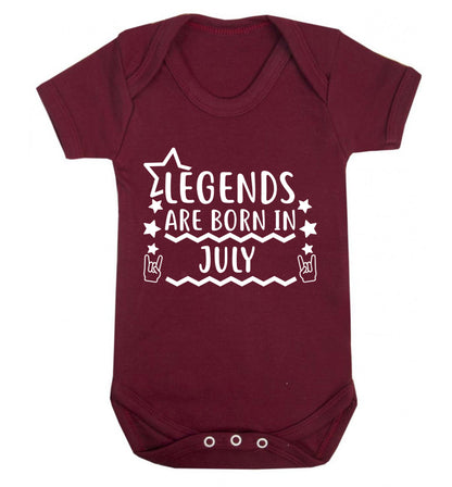 Legends are born in July Baby Vest maroon 18-24 months