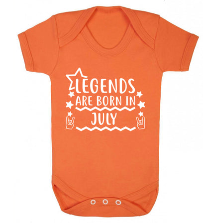 Legends are born in July Baby Vest orange 18-24 months