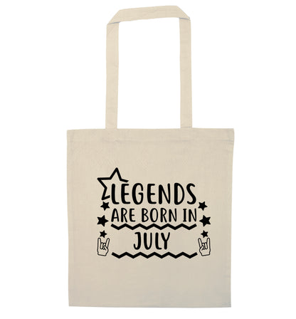 Legends are born in July natural tote bag