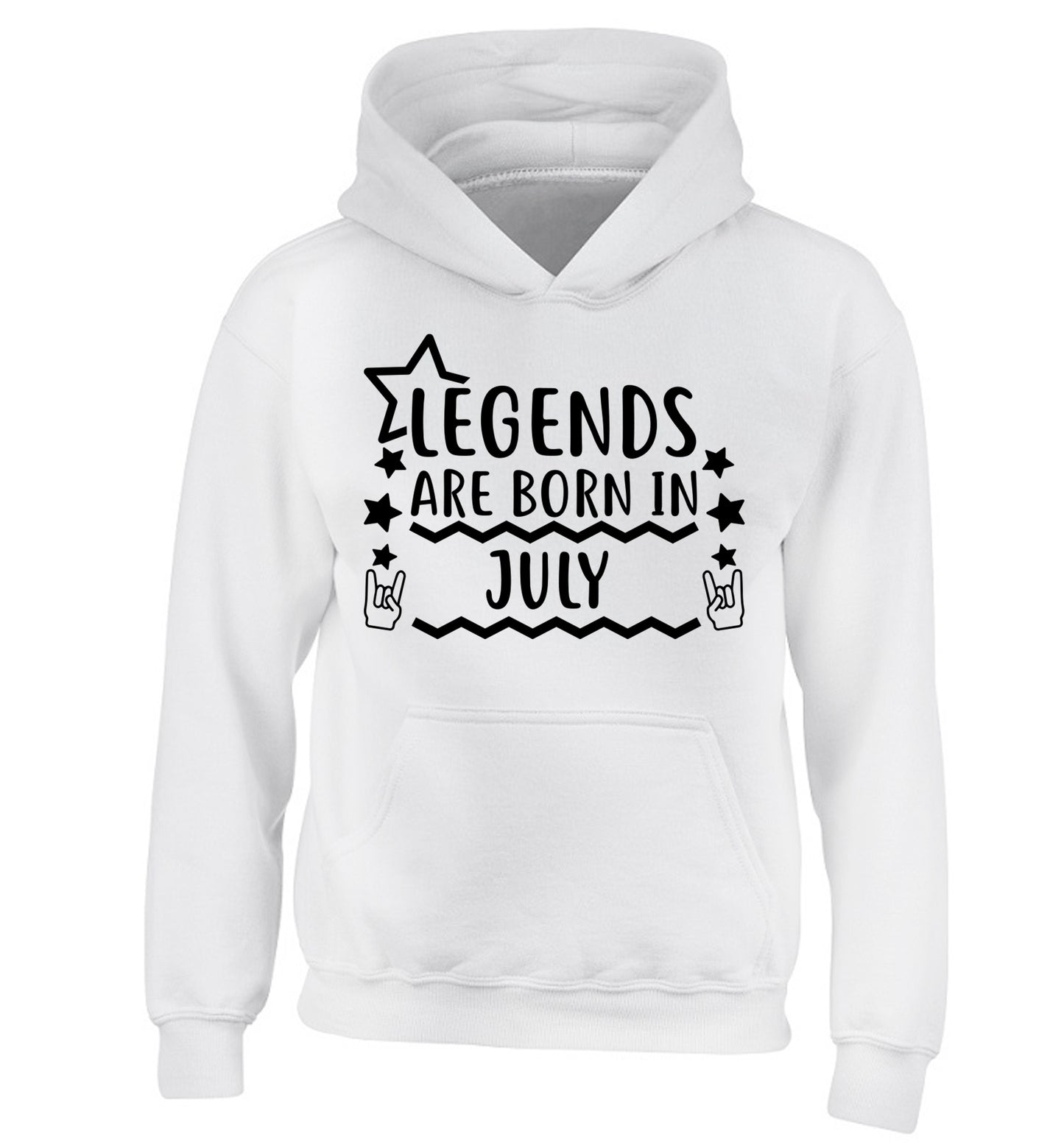 Legends are born in July children's white hoodie 12-13 Years