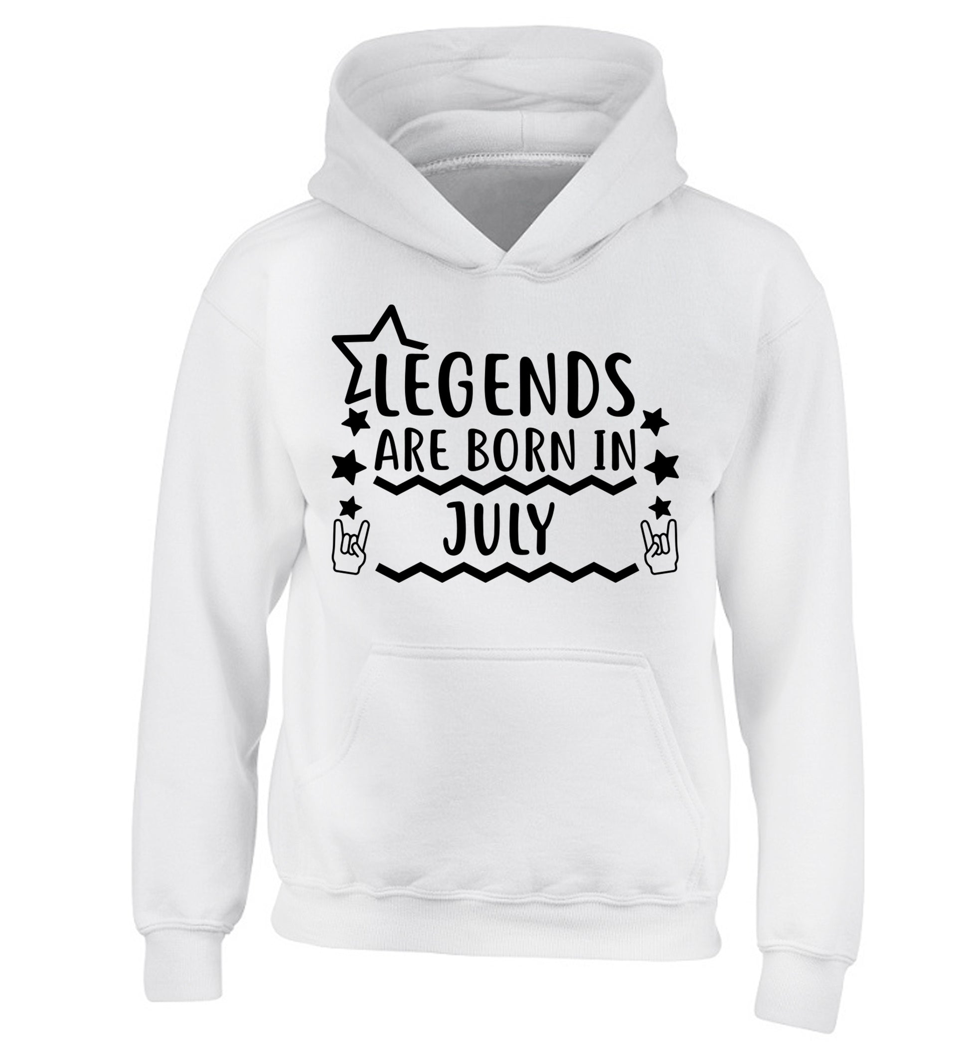 Legends are born in July children's white hoodie 12-13 Years