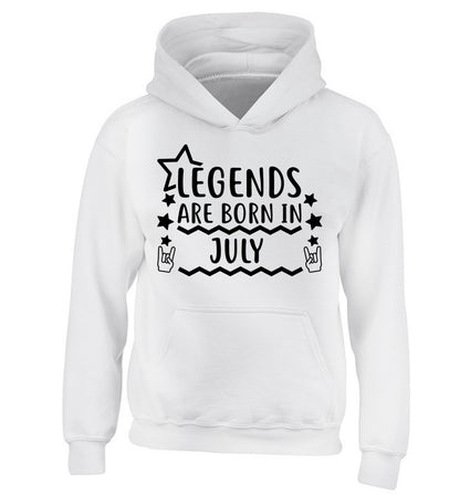Legends are born in July children's white hoodie 12-13 Years