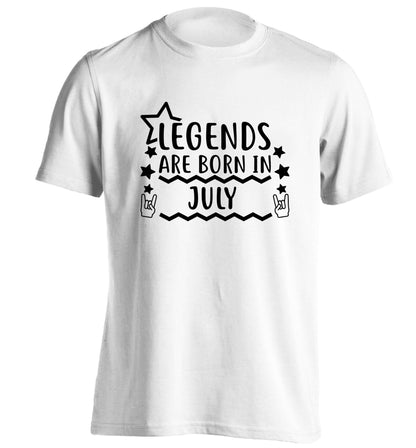 Legends are born in July adults unisex white Tshirt 2XL