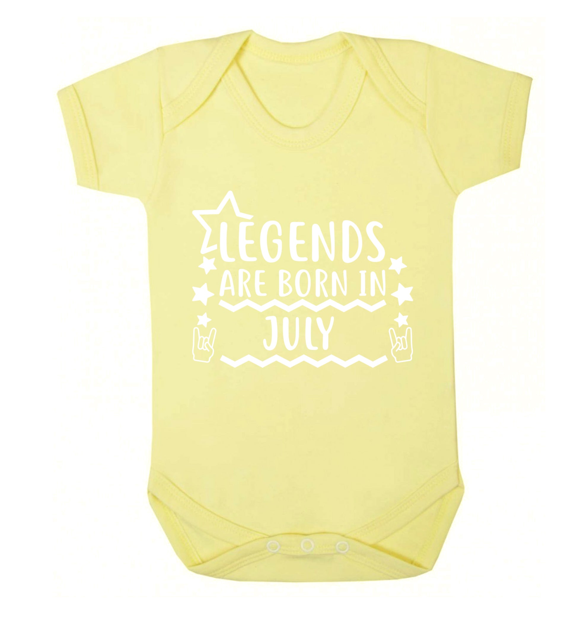Legends are born in July Baby Vest pale yellow 18-24 months