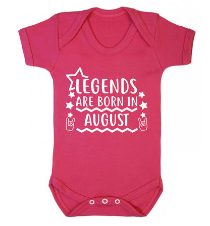 Legends are born in August Baby Vest dark pink 18-24 months